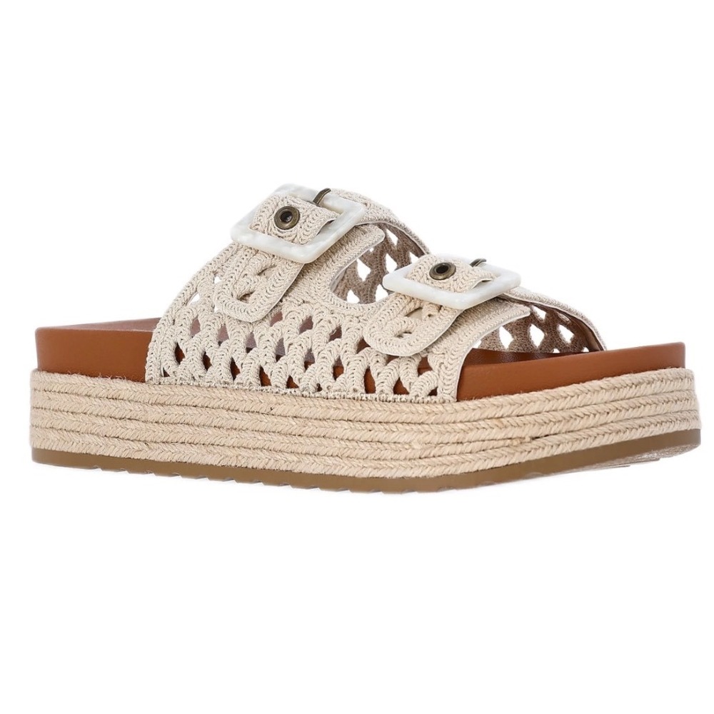 Madden NYC Vintage Crochet Espadrille Platform Slide Sandals Women's Size  7.5